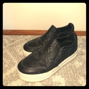 Ash leather slip on platforms